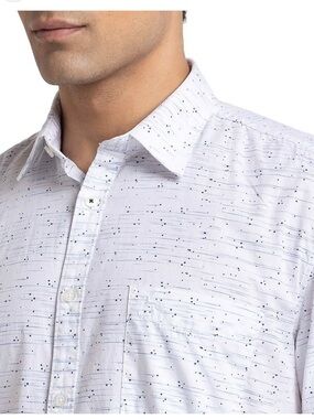 American Rag White Button-Down Shirt with Speckle